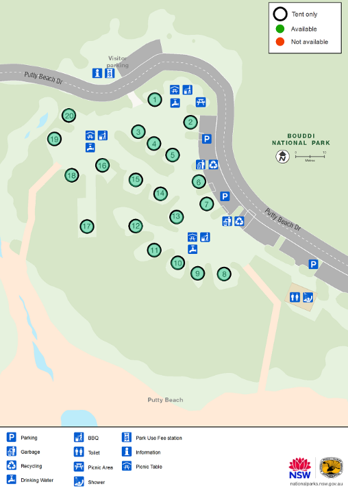 Putty Beach Campground Map